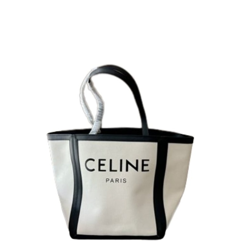 CE LARGE SQUARE IN TEXTILE WITH PRINT AND CALFSKIN BLACK 48CM