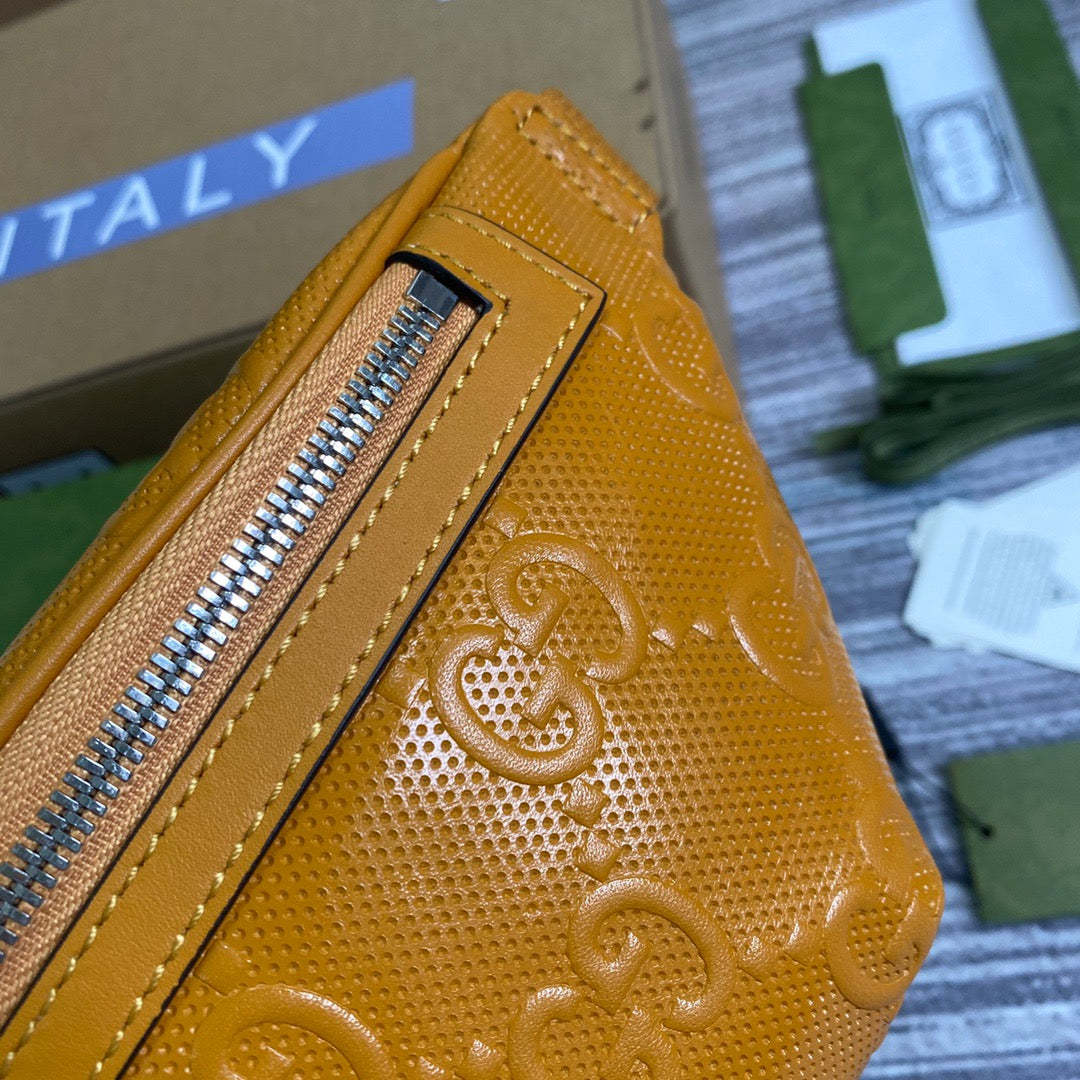 gg Embossed Belt Bag Yellow gg Embossed For Men  9.1in/23cm gg 