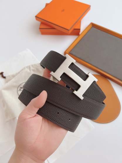 HM BELT TOGO SWIFT SILVER BUCKLE BROWN 38MM