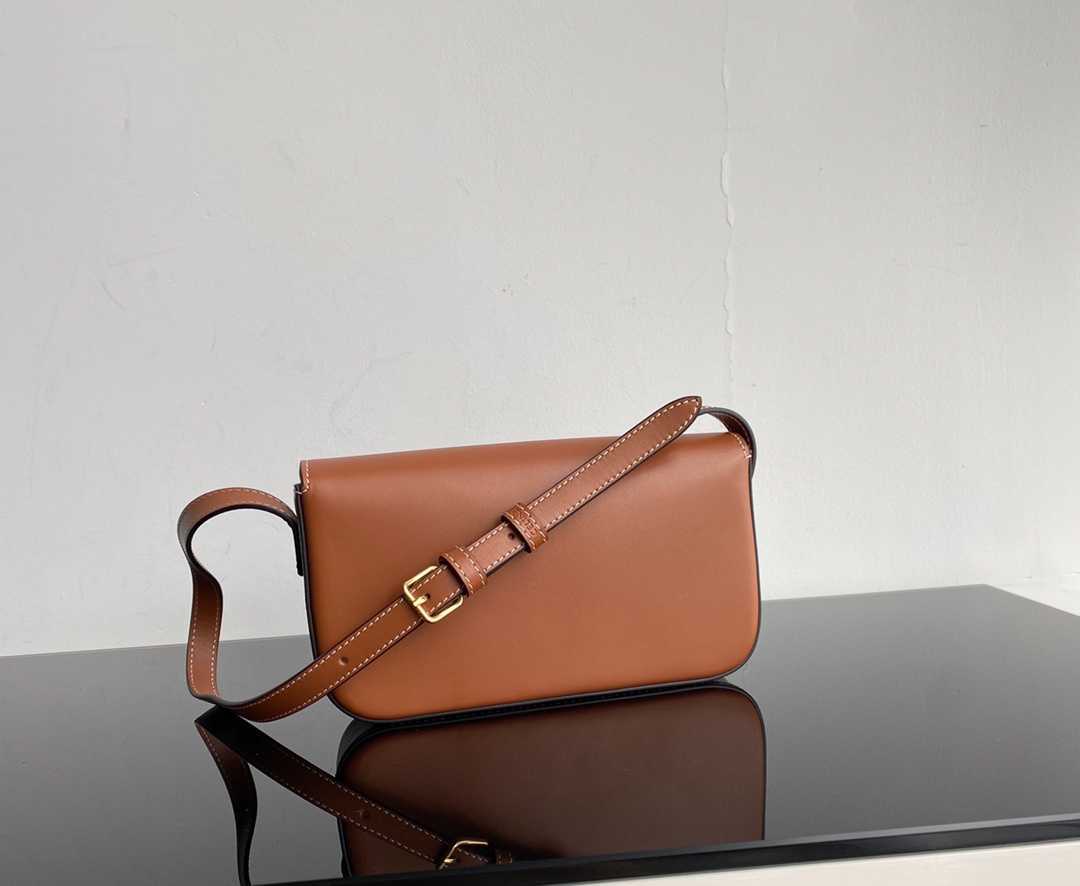 CE TRIOMPHE SHOULDER BAG IN SHINY CALFSKIN BROWN 194143BFN04LU