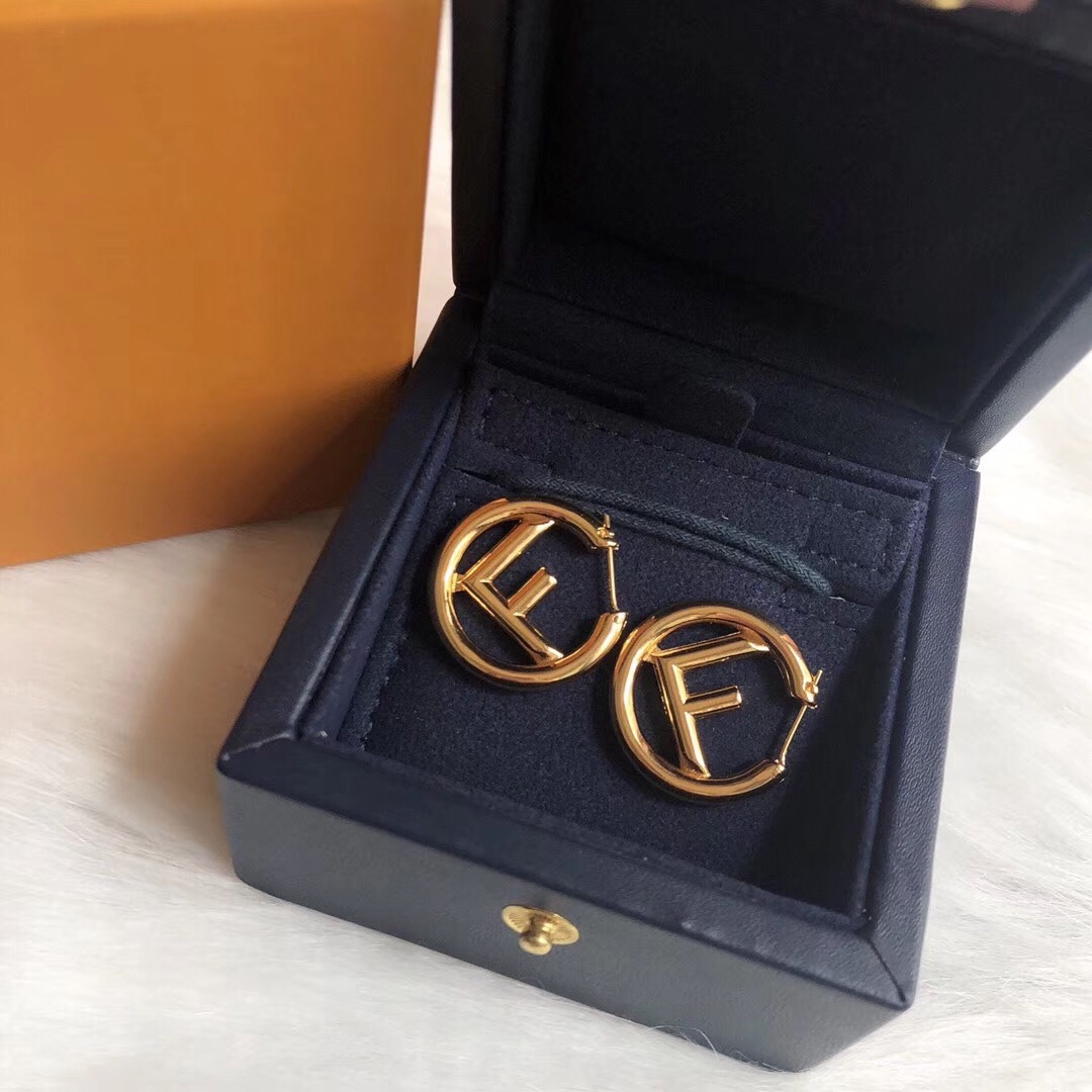 FD LOGO GOLD EARRINGS