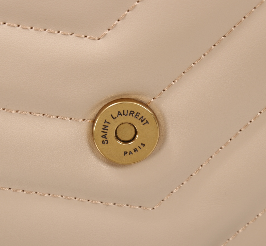 YSL LOULOU SMALL CHAIN BAG IN MATELASSÉ Y DARK BEIGE GOLD 23CM 494699DV7272721