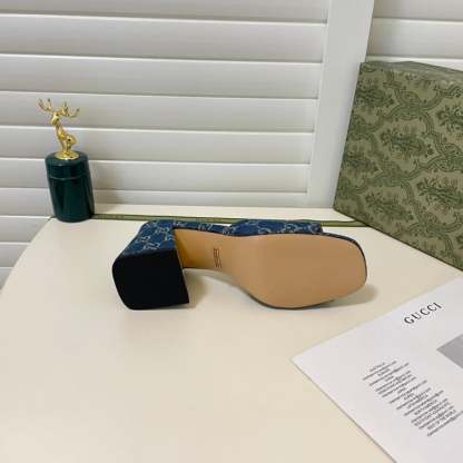 SANDAL GG WOMEN'S SLIDE MONOGRAM SANDAL WITH HORSEBIT BLUE