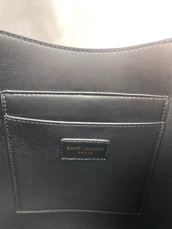 SAINT LAURENT LE 5 A 7 SOFT SMALL HOBO BAG IN SMOOTH LEATHER BLACK
