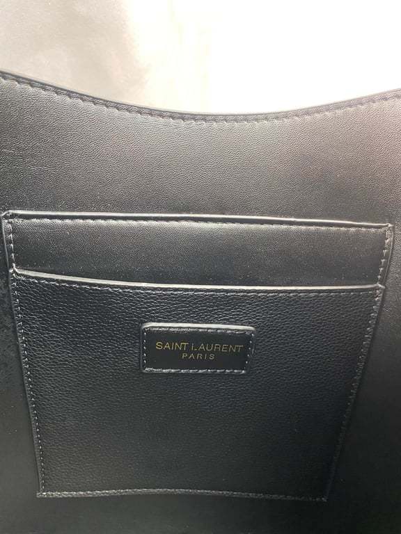 SAINT LAURENT LE 5 A 7 SOFT SMALL HOBO BAG IN SMOOTH LEATHER BLACK