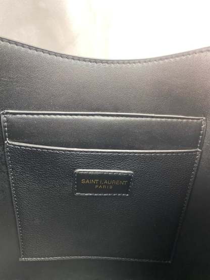 SAINT LAURENT LE 5 A 7 SOFT SMALL HOBO BAG IN SMOOTH LEATHER BLACK