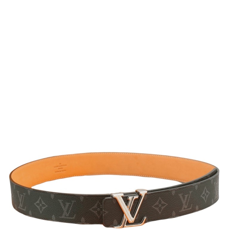 LUV INITIALS 40MM BLACK REVERSIBLE BELT SILUVER BUCKLE