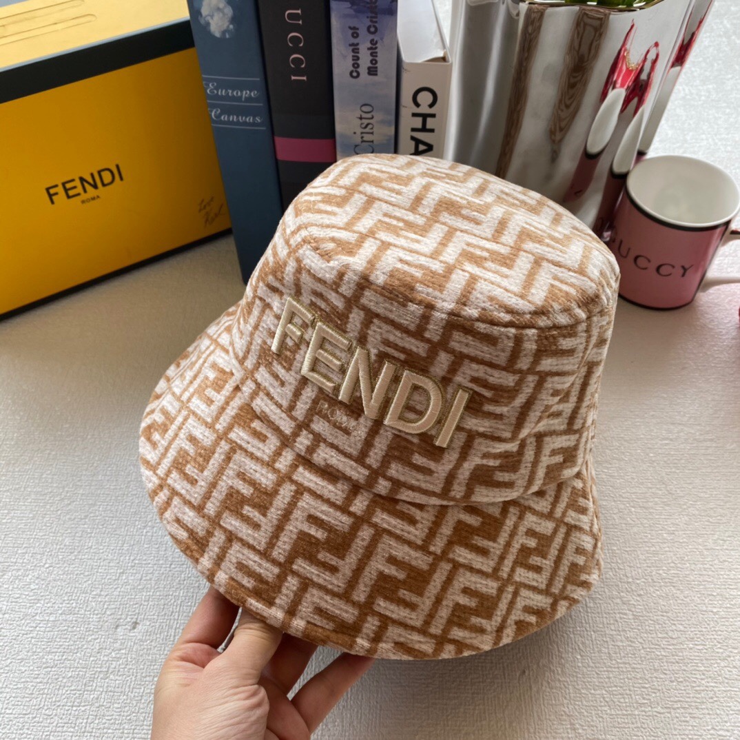 FD FABRIC FF MOTIF BUCKET HAT BEIGE