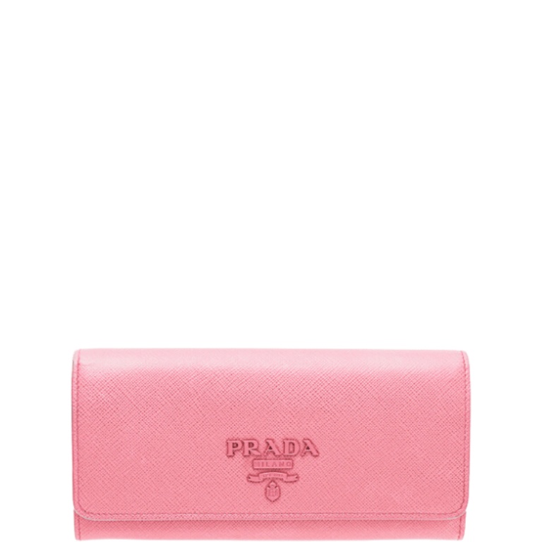 PR SAFFIANO MONOCHROME FLAP LONG WALLET FULL LIGHT PINK 19CM 1MH132 ZLP F061H