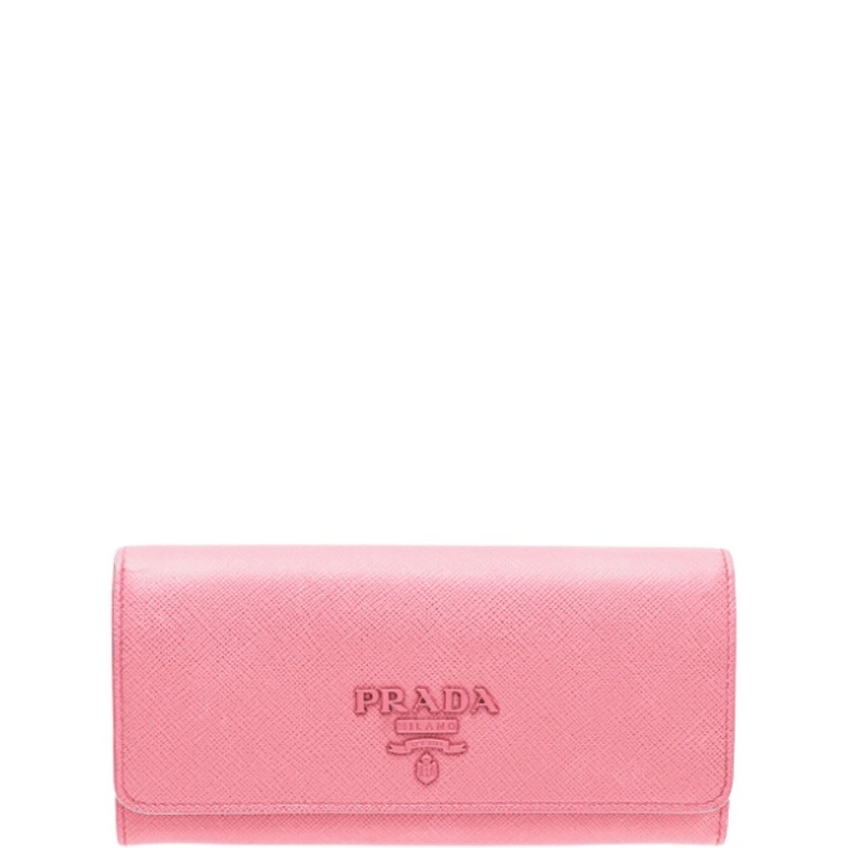 PR SAFFIANO MONOCHROME FLAP LONG WALLET FULL LIGHT PINK 19CM 1MH132 ZLP F061H