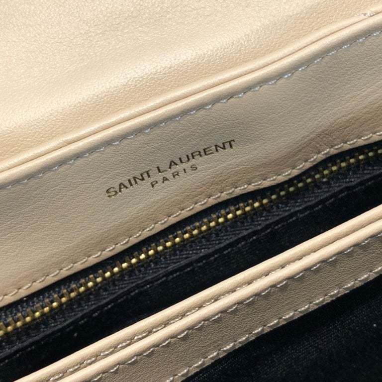 SAINT LAURENT LOULOU TOY STRAP BAG IN QUILTED Y LEATHER BEIGE