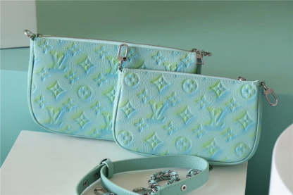LV Multi Pochette Accessoires Monogram Empreinte Vert D’eau Green For Women, Women’s Handbags 9.4in/24cm LV M46180