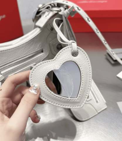 BALENCIAGA LE CAGOLE XS SHOULDER BAG IN WHITE 25CM