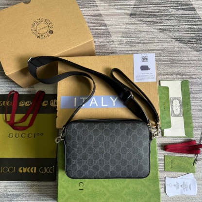 gg Shoulder Bag With Interlocking G Black gg Supreme Canvas For Women  9.6in/24.5cm gg 703468 92THF 1000