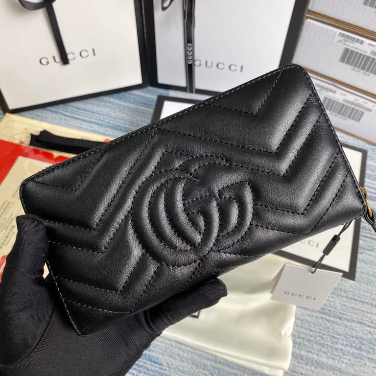 GG MARMONT MATELASSÉ ZIP AROUND WALLER 19CM BLACK