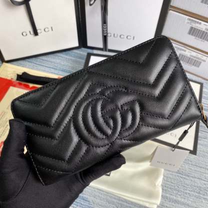 GG MARMONT MATELASSÉ ZIP AROUND WALLER 19CM BLACK