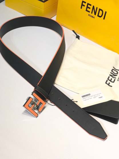 FD'S BLACK LEATHER BETL NEON ORANGE 40MM