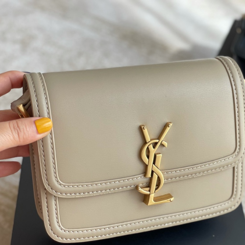 SAINT LAURENT SOLFERINO SMALL SATCHEL IN LEATHER BLANC VINTAGE