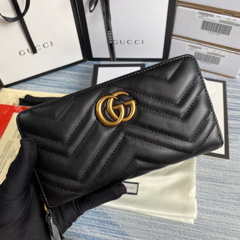 GG MARMONT MATELASSÉ ZIP AROUND WALLER 19CM BLACK