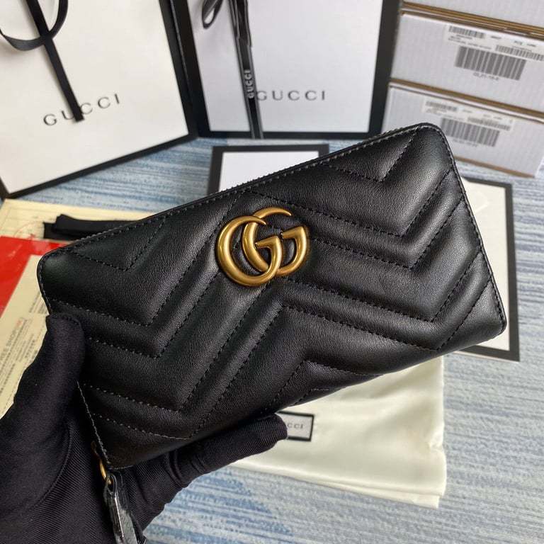GG MARMONT MATELASSÉ ZIP AROUND WALLER 19CM BLACK