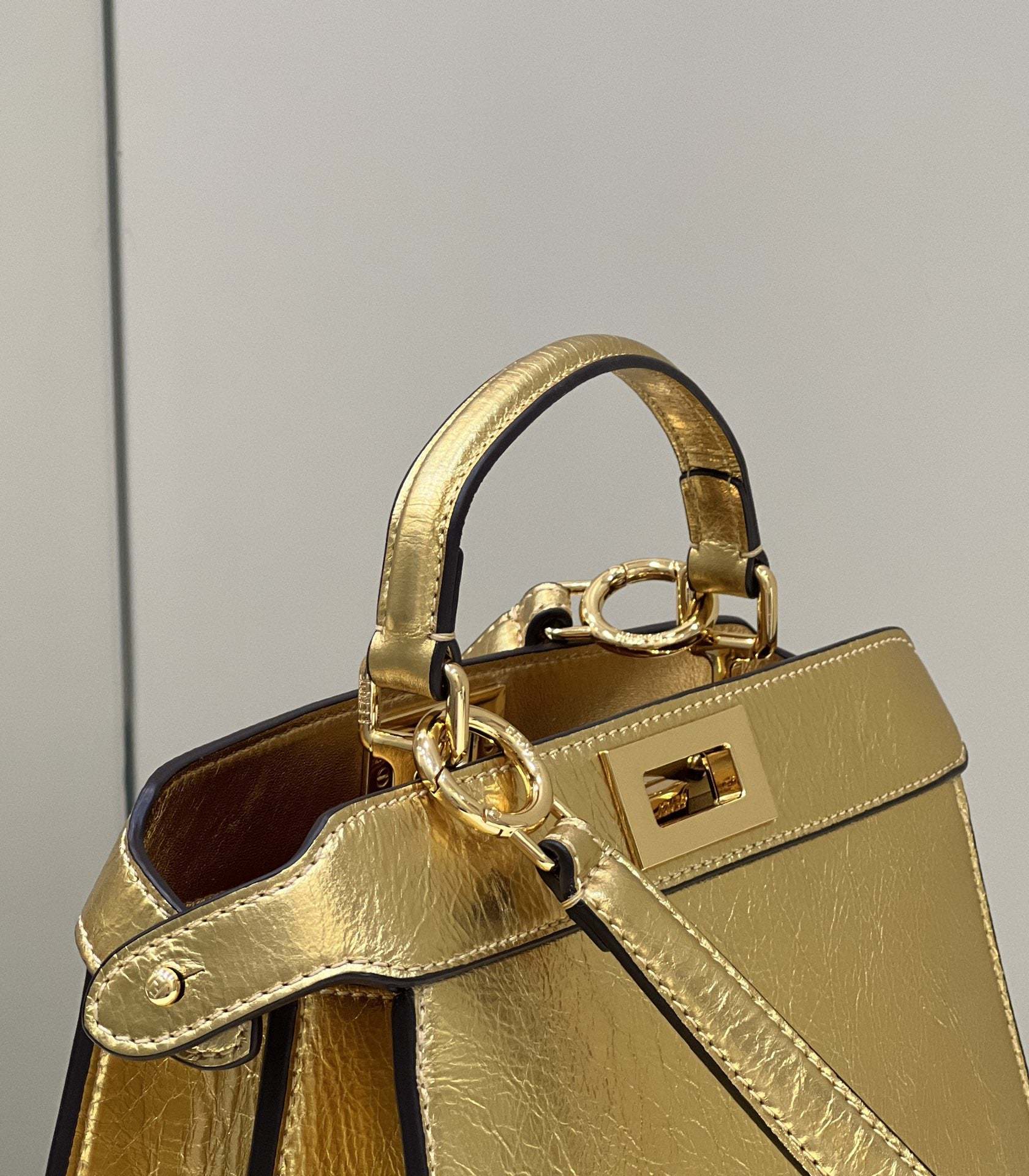 FI Peekaboo Medium Gold Bag For Woman 33cm/13in