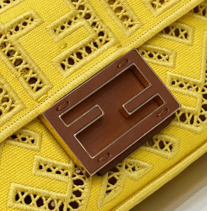 FI Baguette Yellow with Embroidery Small Bag For Woman 21cm/8in