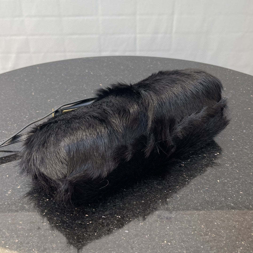 FI First Small Black Fox Fur Bag For Woman 26cm/10in