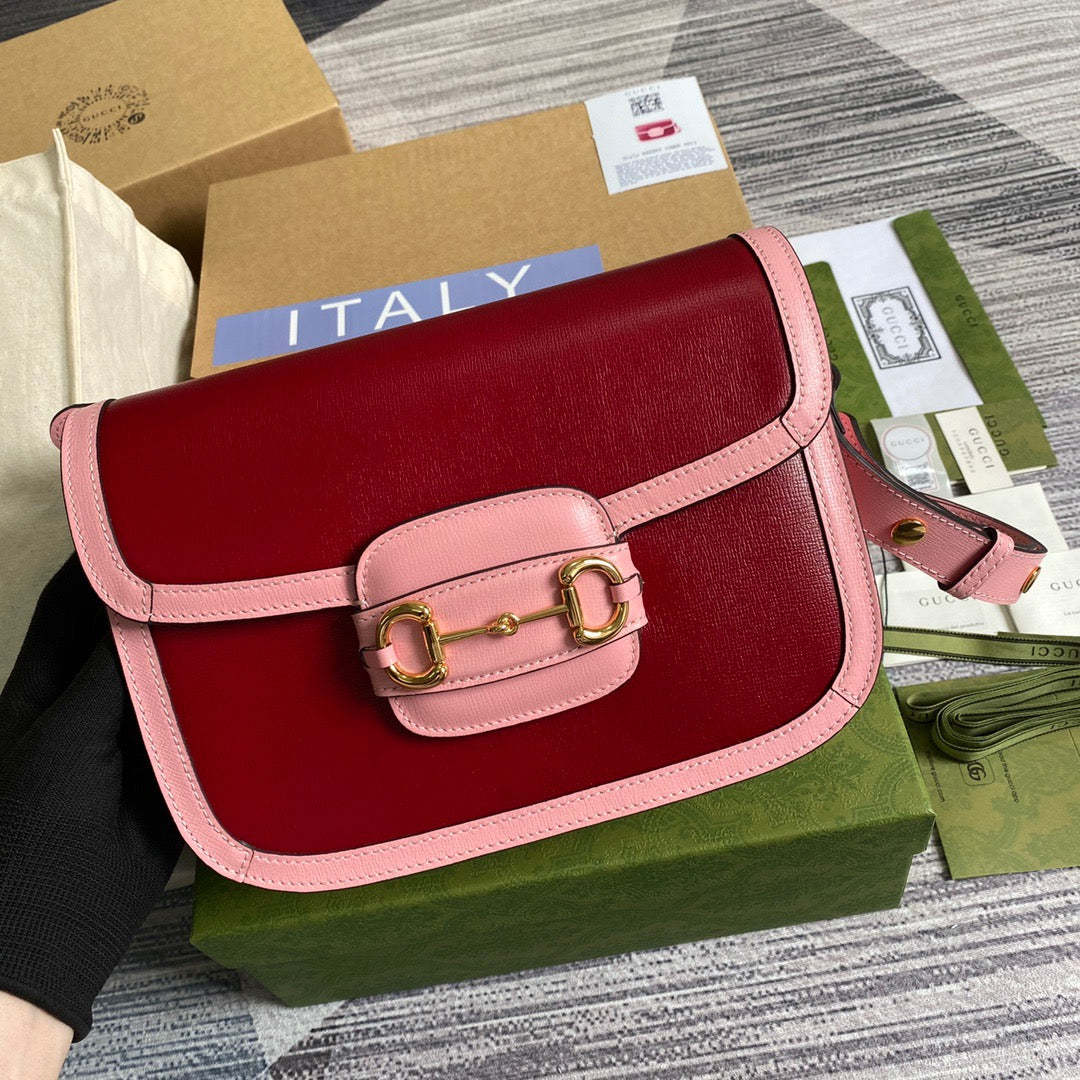 gg Horsebit 1955 Shoulder Bag Red For Women, Women&#8217;s Bags 9.8in/25cm gg 