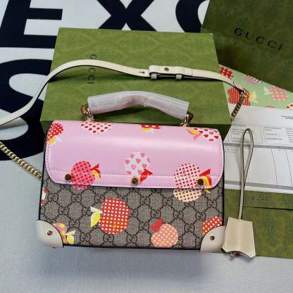 gg Padlock gg Small amboo Strawberry Shoulder Bag Beige For Women, Women’s Bags 9.5in/24cm gg