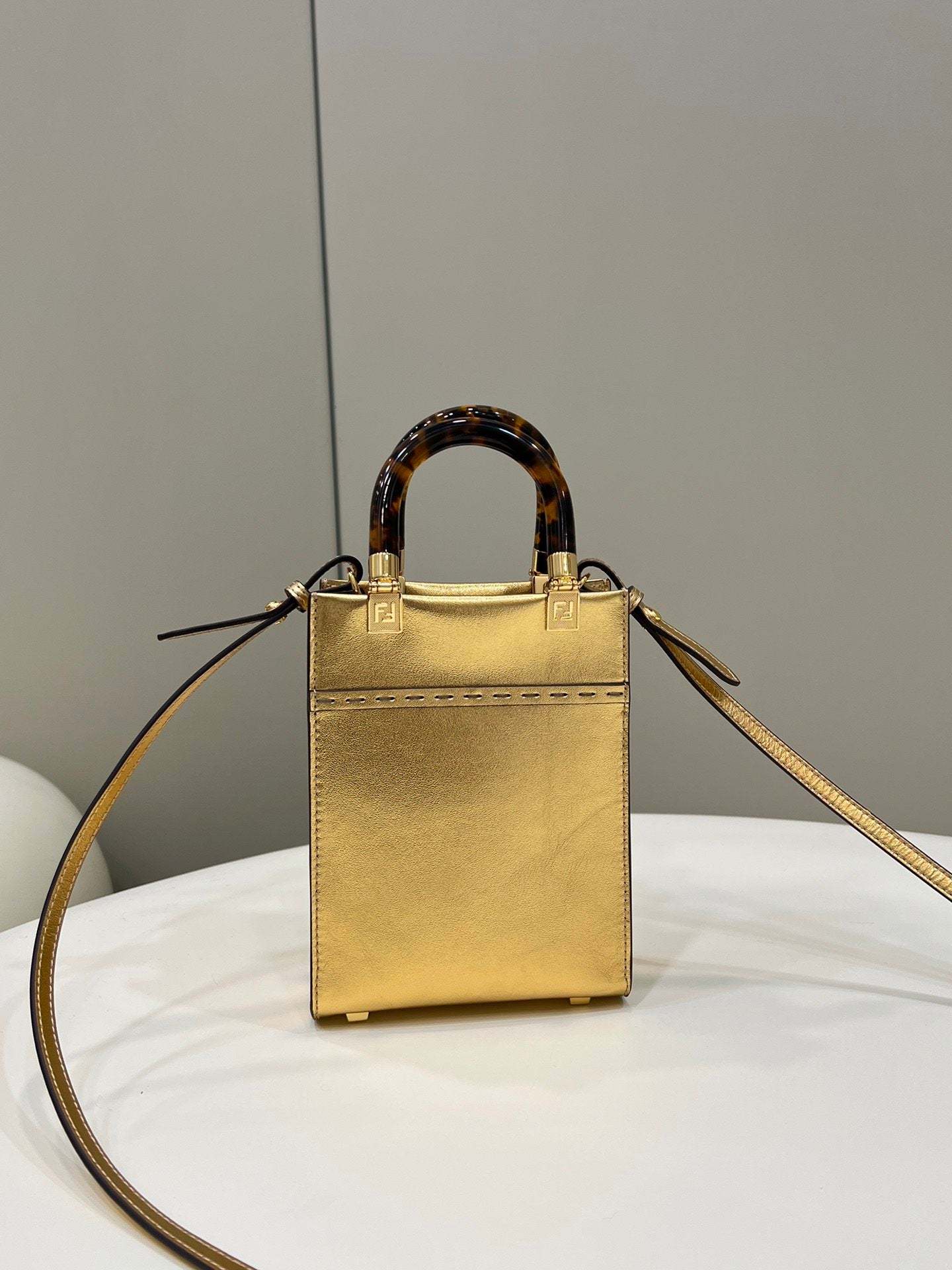 FI Mini Sunshine Shopper Gold For Women, Women’s Handbags, Shoulder And Crossbody Bags 7.1in/18cm FF 8BS051AJH7F1GNN