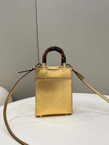 FI Mini Sunshine Shopper Gold For Women, Women’s Handbags, Shoulder And Crossbody Bags 7.1in/18cm FF 8BS051AJH7F1GNN