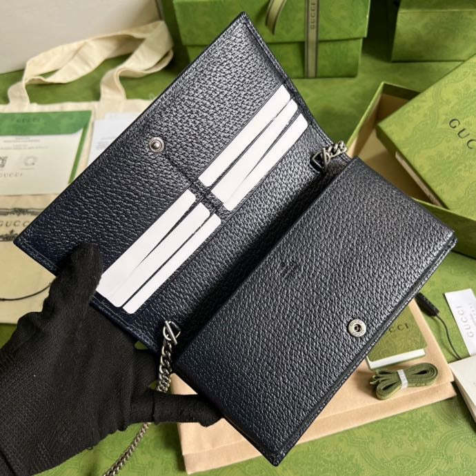 gg Horsebit 1955 Wallet With Chain Beige And Blue For Women 7.5in/19cm gg