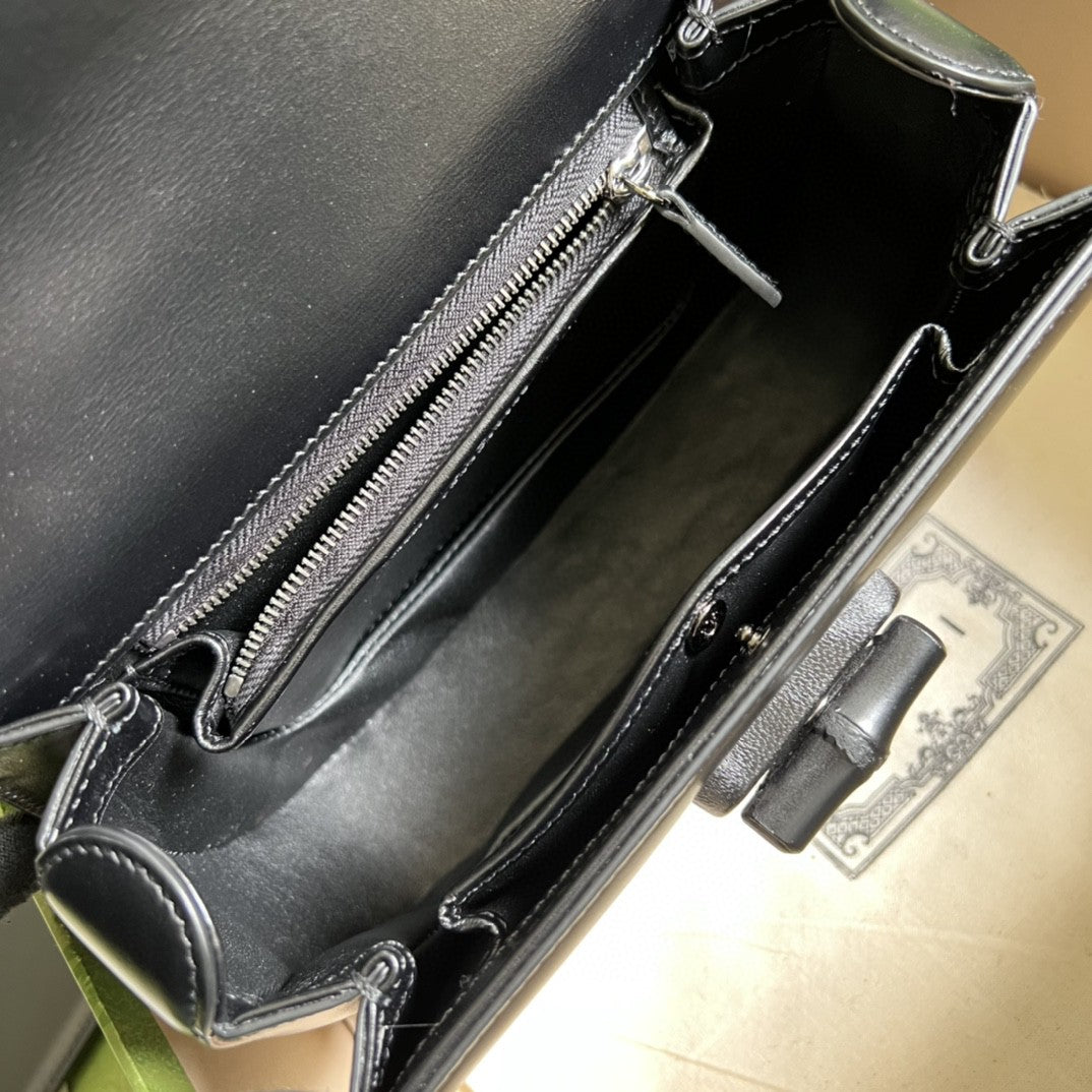 gg Bamboo 1947 Small Top Handle Bag Black  For Women 8.3in/21cm gg 675797 10ODP 1060