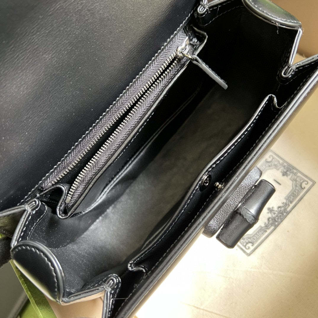 gg Bamboo 1947 Small Top Handle Bag Black  For Women 8.3in/21cm gg 675797 10ODP 1060