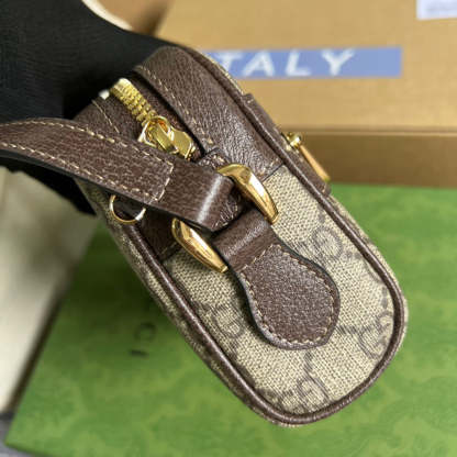gg Ophidia Mini gg Bag Beige/Ebony gg Supreme Canvas With Brown For Women  7in/17.5cm gg 517350 96IWS 8745