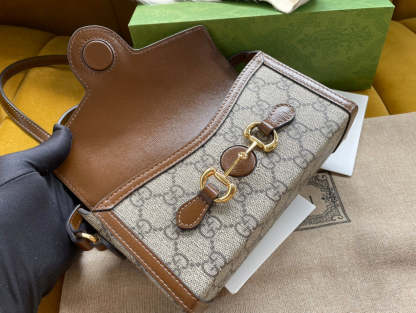gg Children&#8217;s Horsebit 1955 Mini Bag Beige For Women, Women&#8217;s Bags 7in/18cm gg‎ ‎699296 92TCG 8563