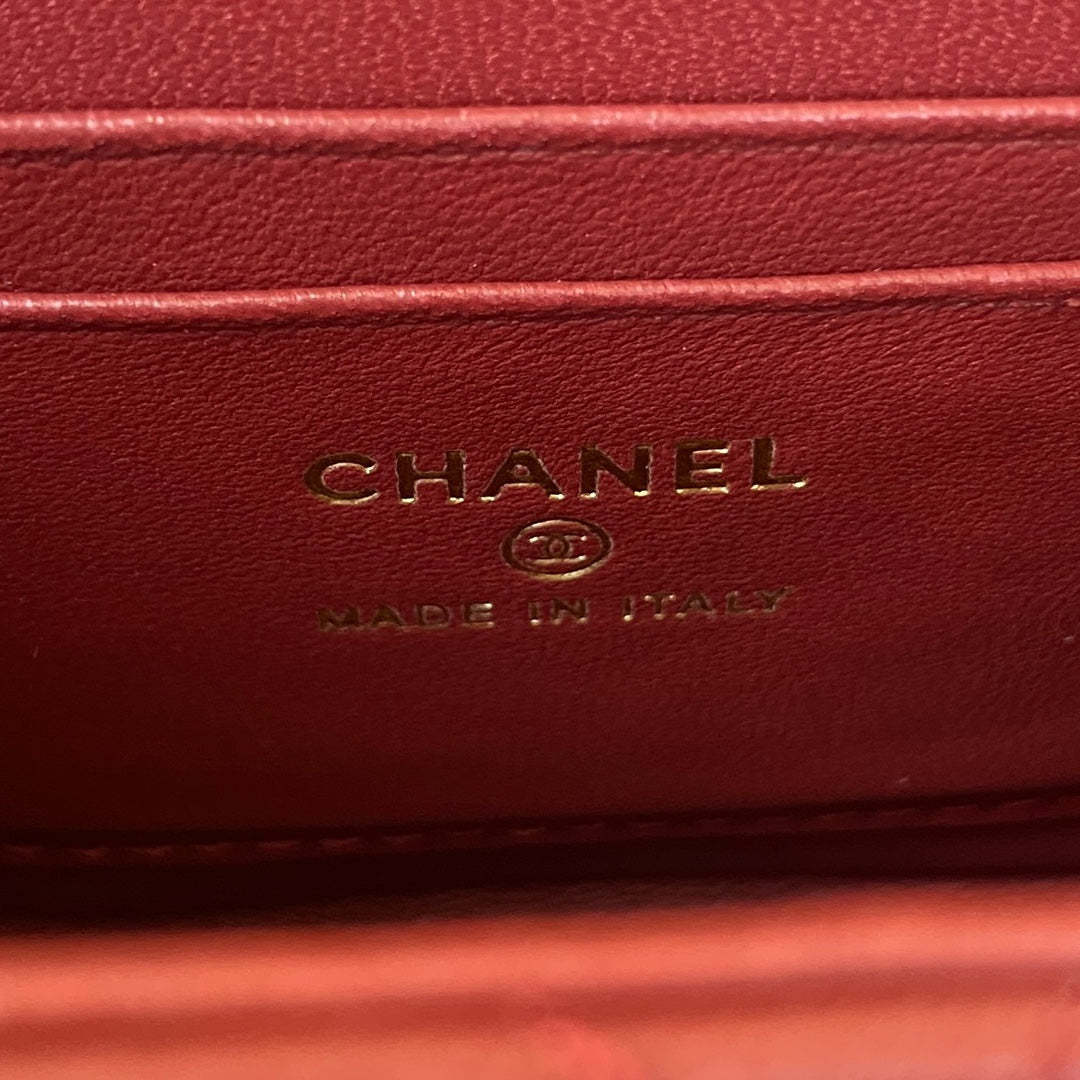 Chanel Clutch With Chain Gold Hardware Red For Women, Women’s Handbags, Shoulder Bags 5.7in/14.5cm