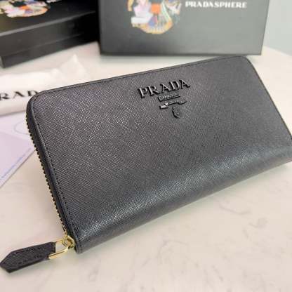 PR LARGE SAFFIANO LEATHER WALLET FULL BLACK 19CM 1ML506 QWA F0505