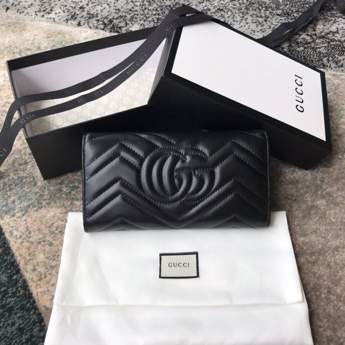 GG MARMONT CONTINENTAL WALLET 19CM BLACK E443436 DTD1T 1000