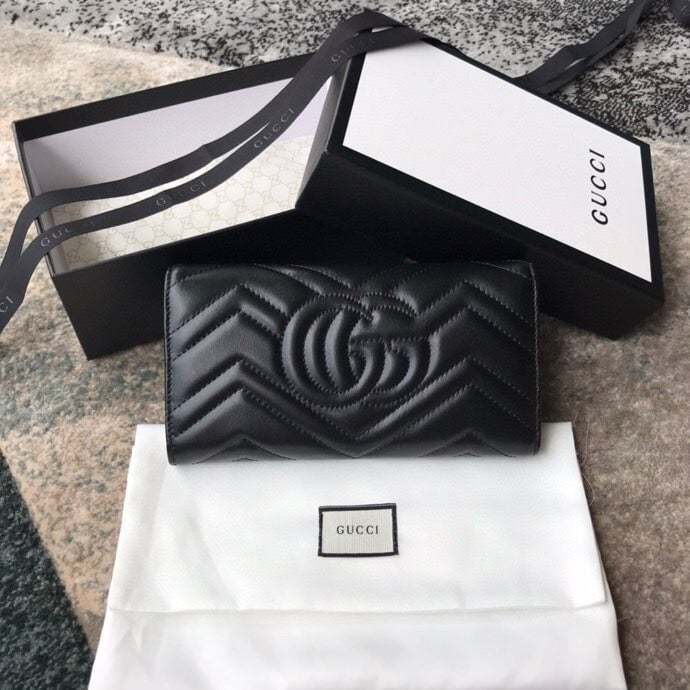 GG MARMONT CONTINENTAL WALLET 19CM BLACK E443436 DTD1T 1000