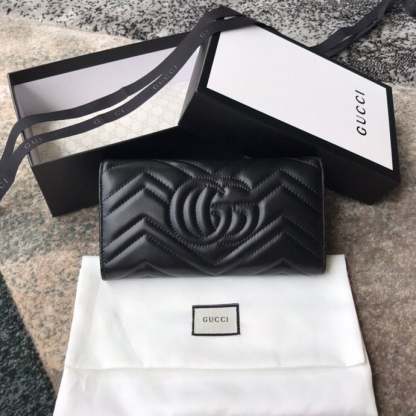GG MARMONT CONTINENTAL WALLET 19CM BLACK E443436 DTD1T 1000