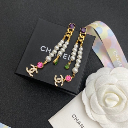 CC CC STRASS DROP EARRINGS