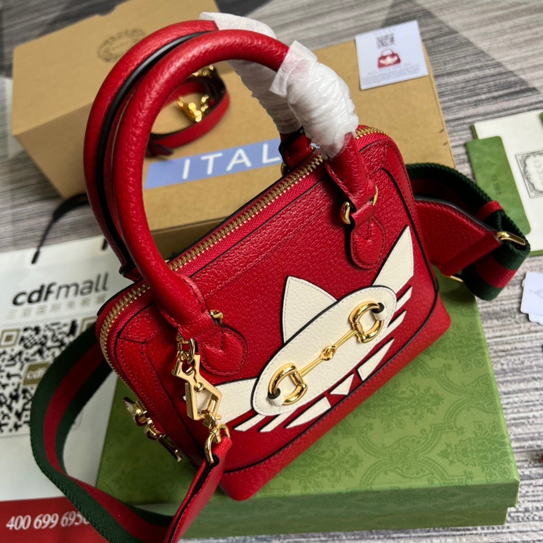 gg x Adidas Horsebit 1955 Mini Bag Red For Women, Women’s Bags 7.9in/20cm gg‎