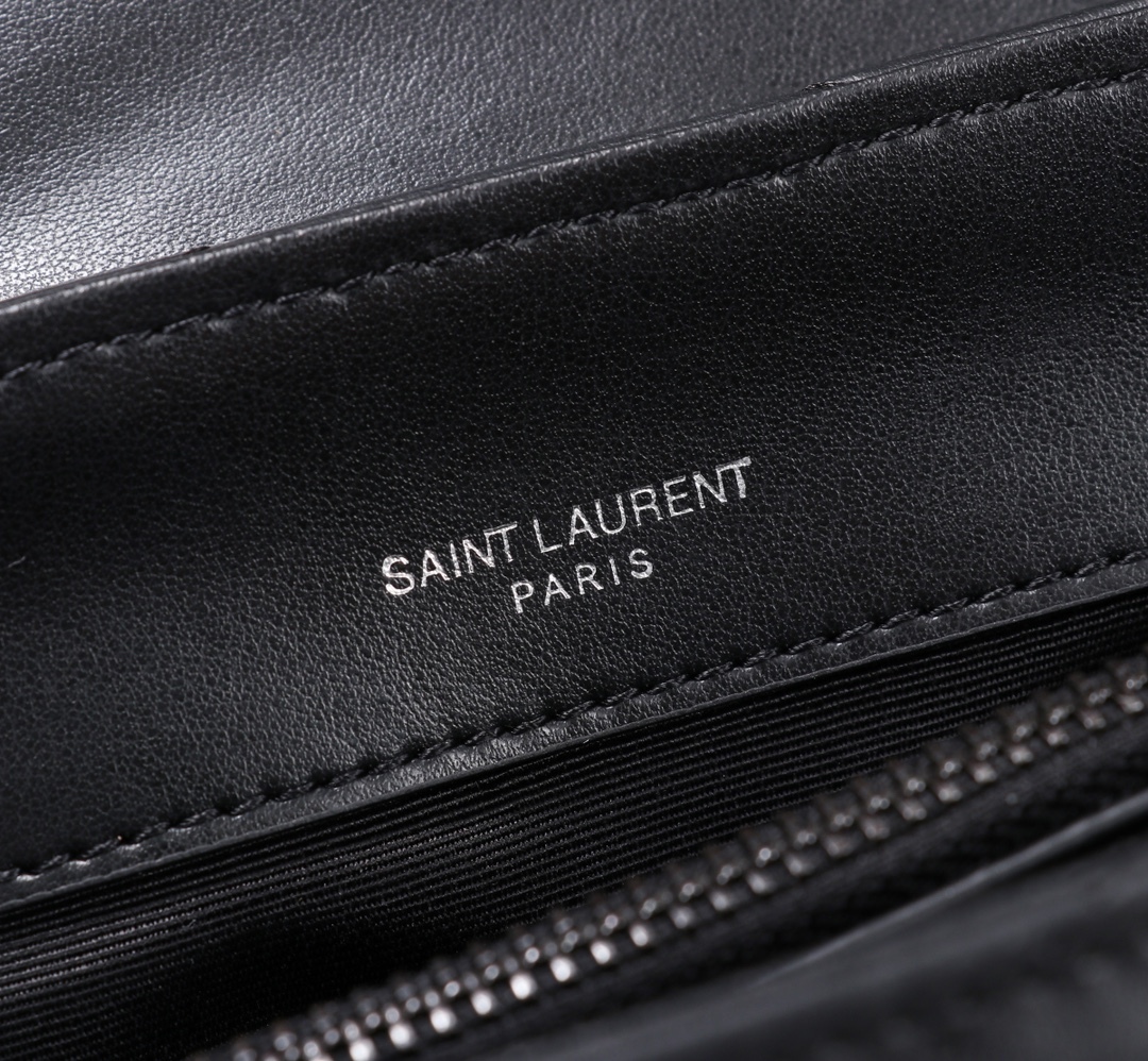 YSL LOULOU SMALL CHAIN BAG IN MATELASSÉ Y BLACK NOIR 23CM 494699DV7281000