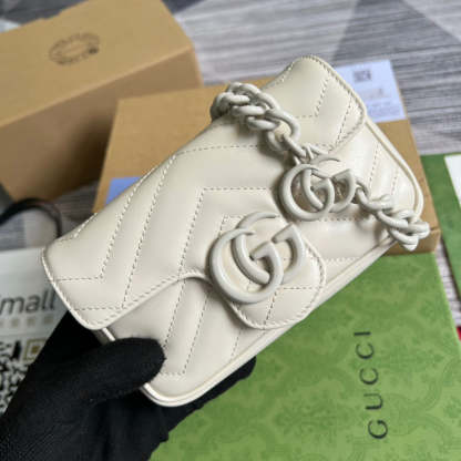 gg Marmont Super Mini Bag White For Women, Women&#8217;s Bags 6.2in/17cm gg