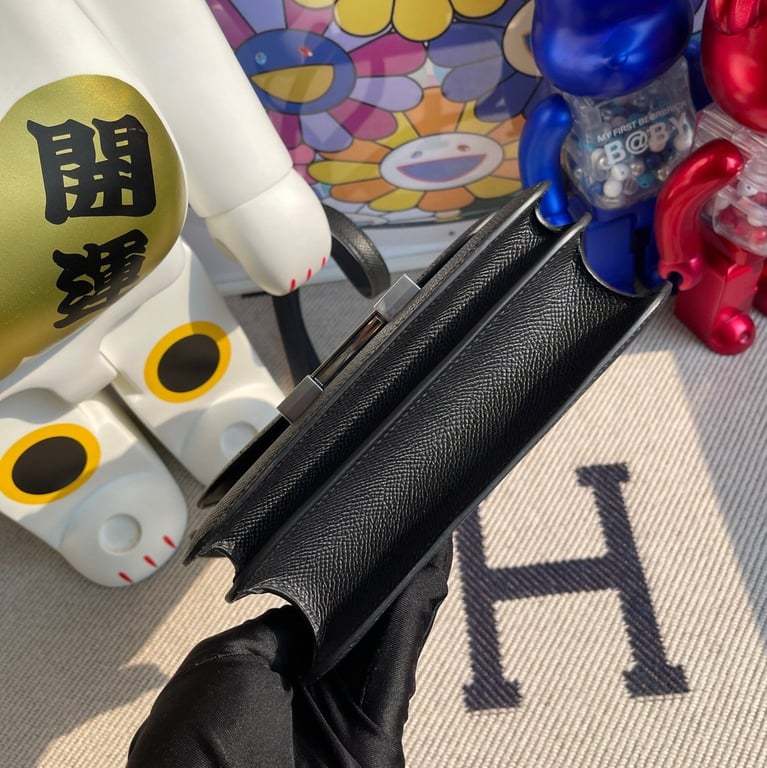 HM 18CM CONSTANCE EPSOM CK89 BLACK SILVER HARDWARE