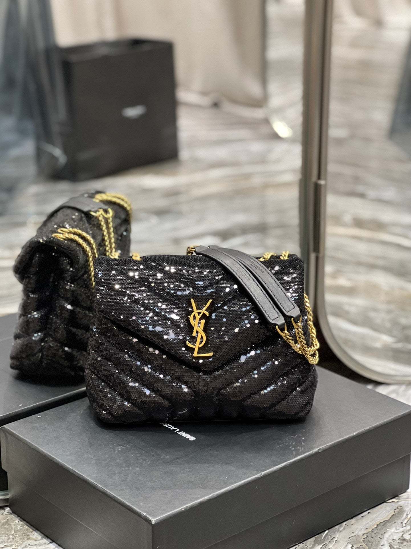 YSSL Loulou Small Chain Bag Black For Women, Women’s Bags 9in/23cm YSL 494699FAAER1000