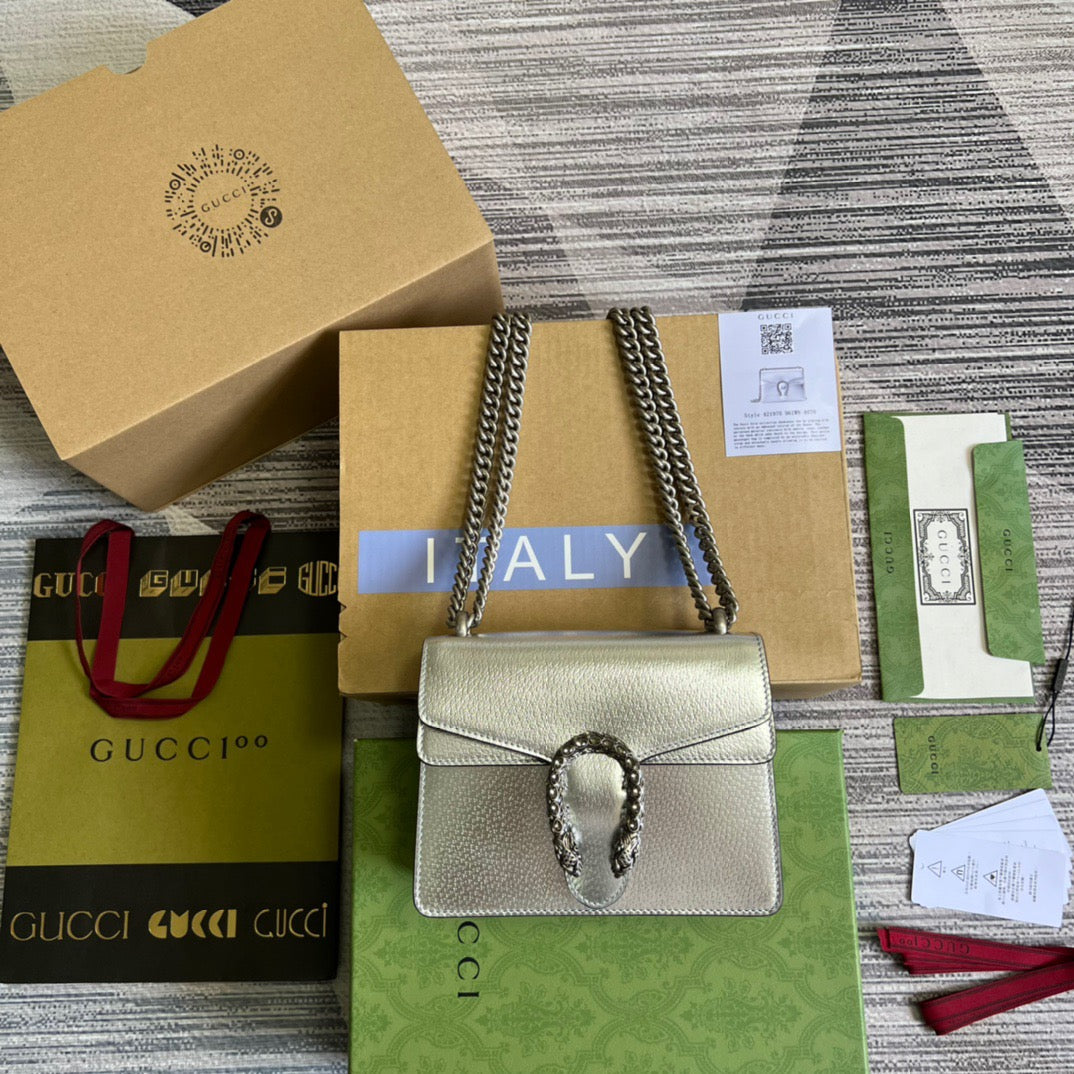 gg Dionysus Super Mini Bag Silver For Women, Women’s Bags 6.5in/17cm gg 476432 1TRBN 8173