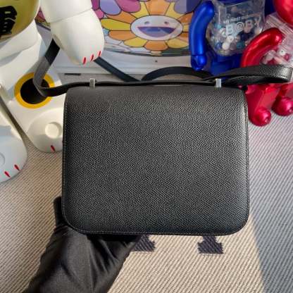 HM 18CM CONSTANCE EPSOM CK89 BLACK SILVER HARDWARE