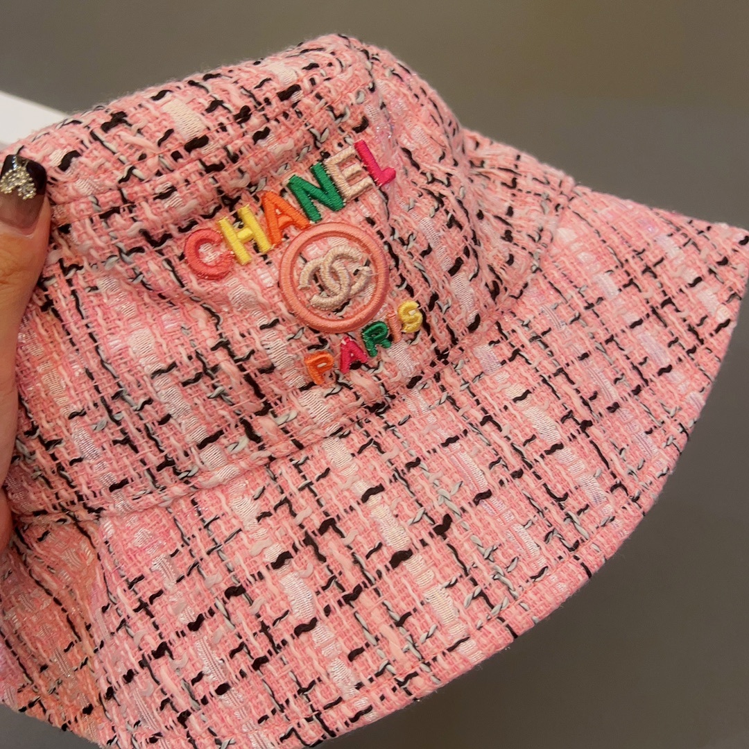 CC FANTASY TWEED MULTICOLOR LOGO BUCKET HAT PINK